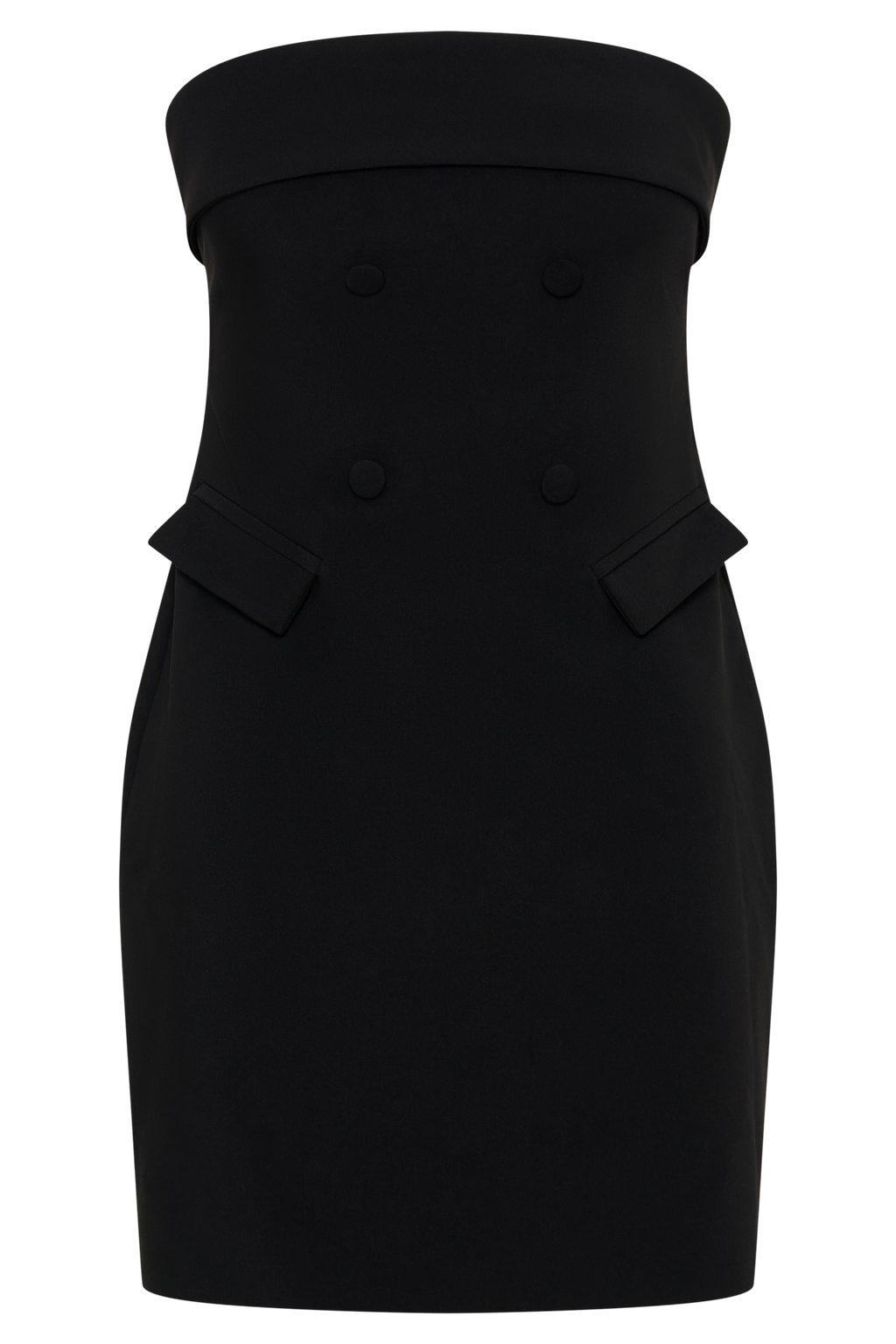Abbie Strapless Suiting Mini Dress - Black